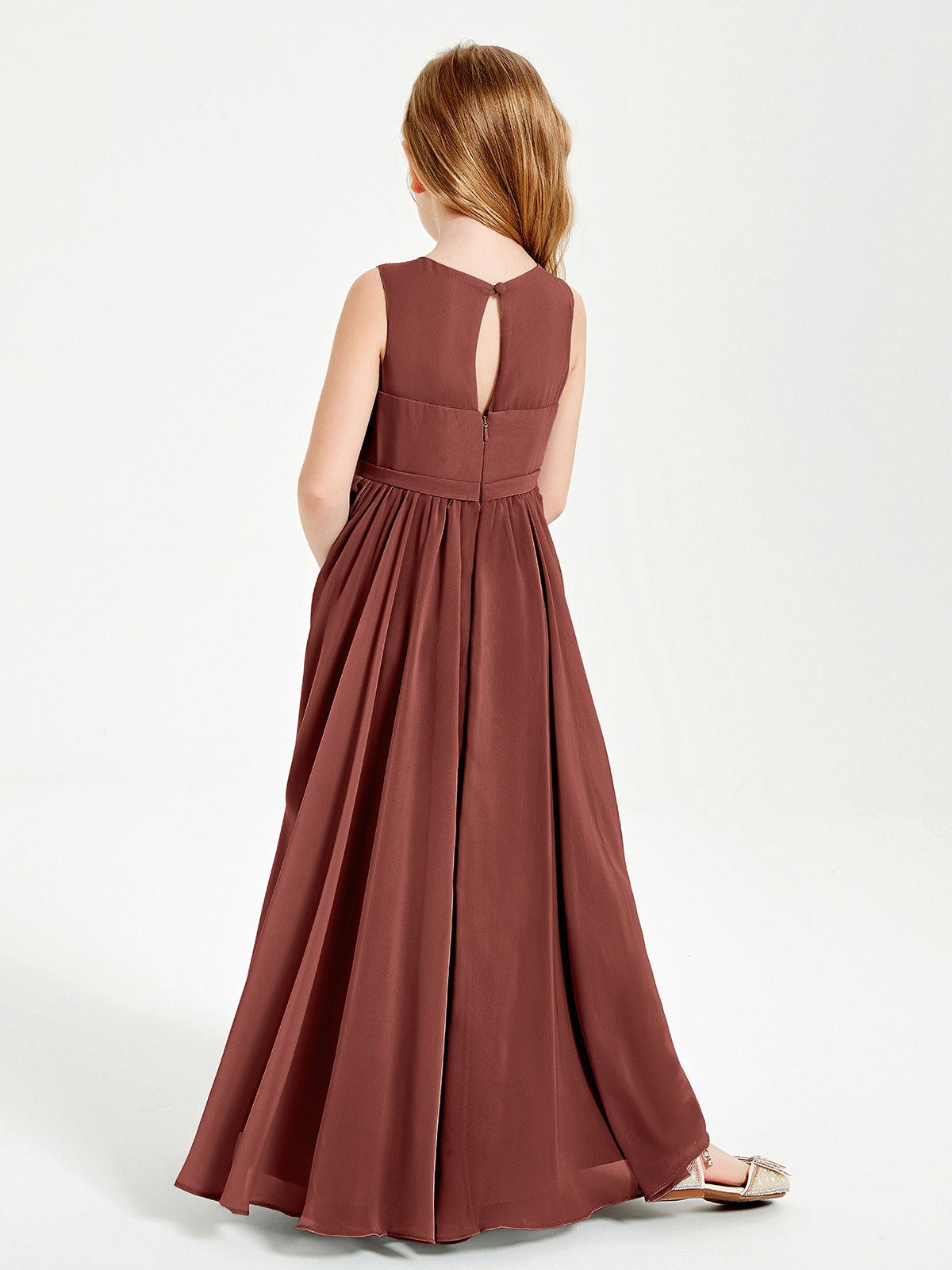 Chic Elegant Sleeveless Dresses for Junior Bridesmaids Terracotta
